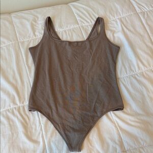 Brown Sleeveless Thong Bodysuit